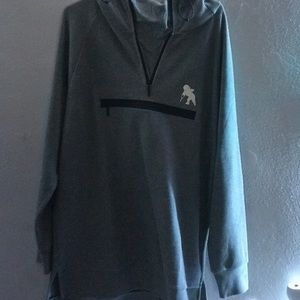 Long gray pullover hoodie